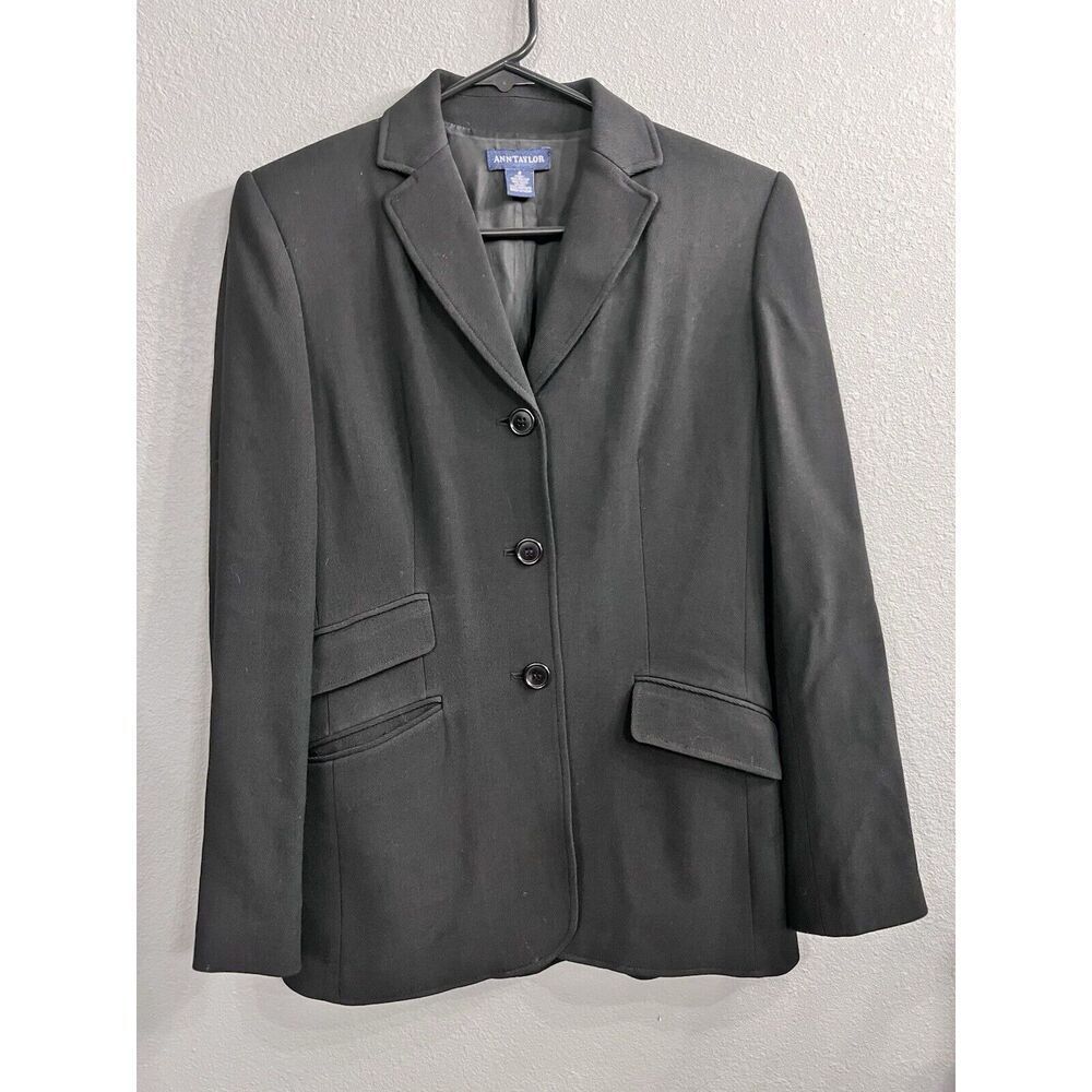 Vintage Ann Taylor Blazer Black‎ Career Jacket 3 Button Women's 4